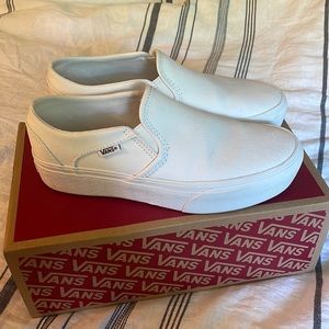 Like New White Platform Vans